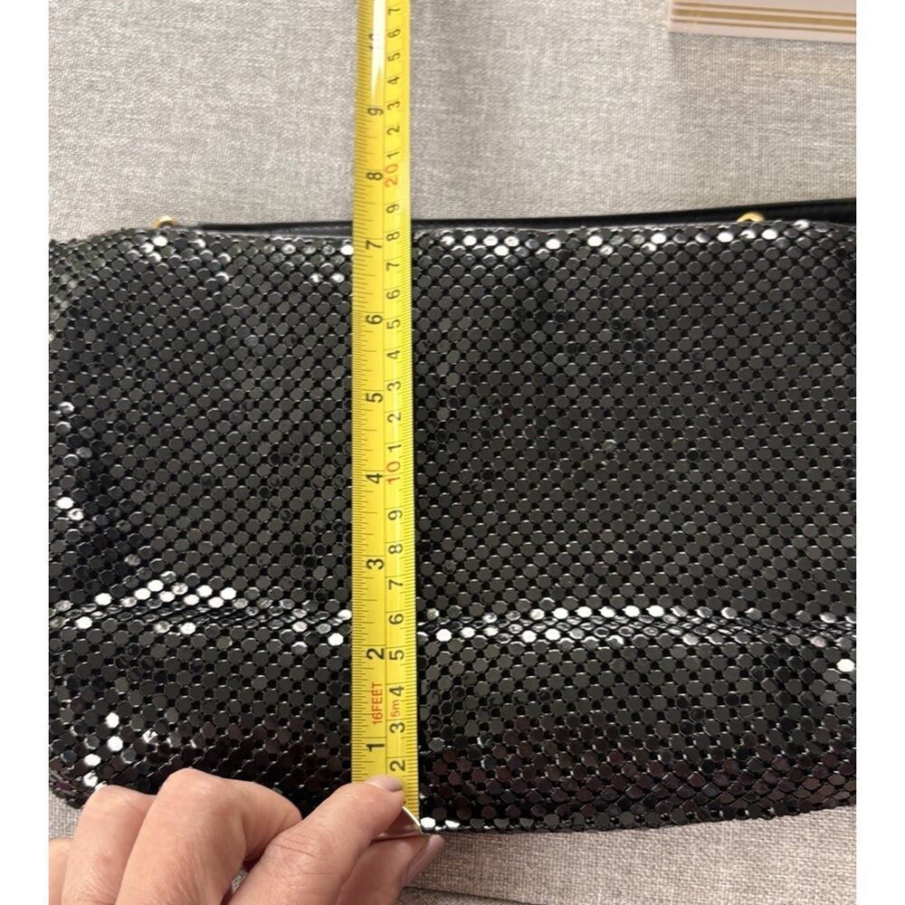 Vintage & Davis Purse Black Metallic Mesh W/ Gold Evening Bag Crossbody Retro - Picture 3 of 8